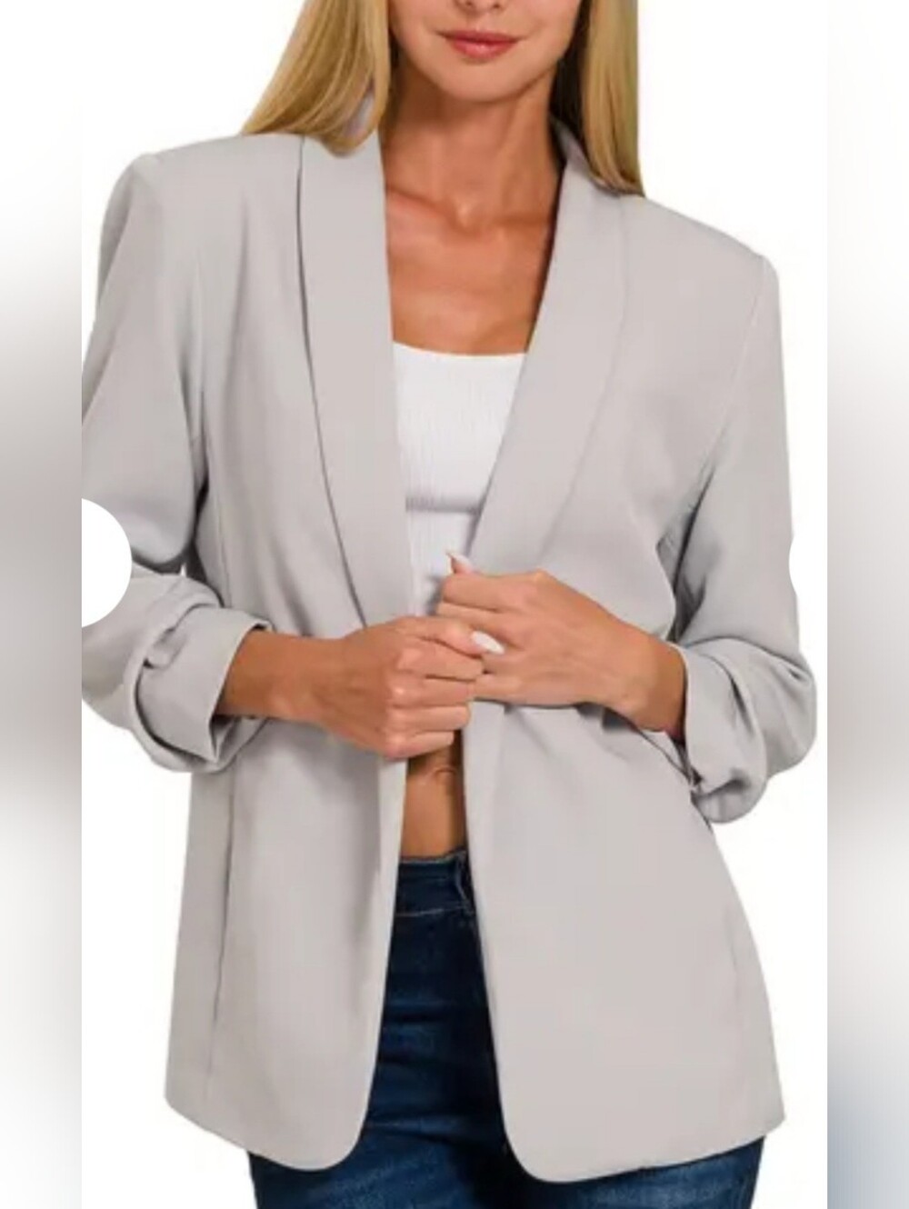 NWOT ZENANA 3/4 SLEEVE RUCHED BLAZER. XL